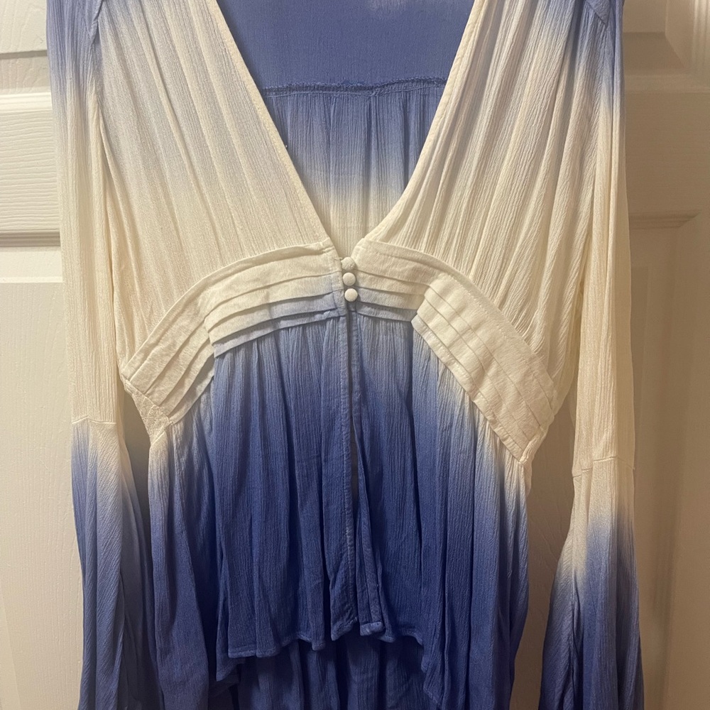 Blue and White Ombre Blouse